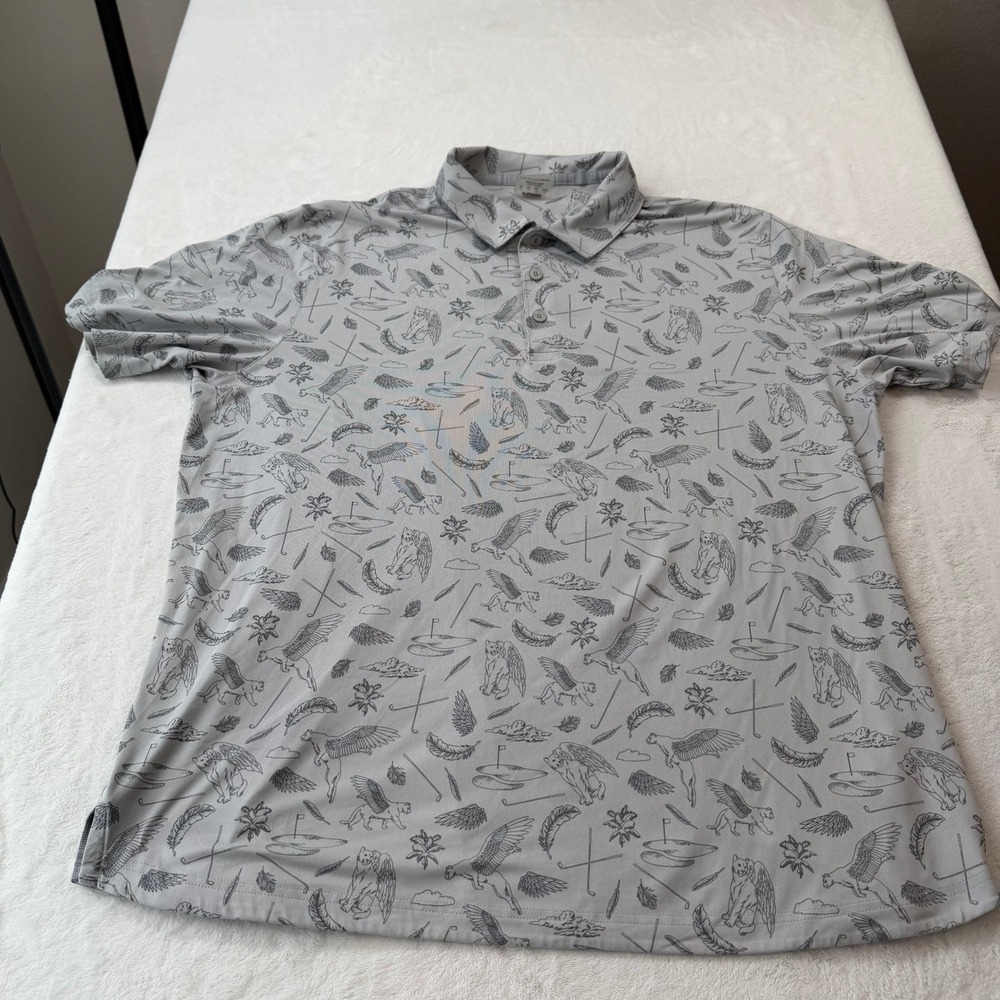 Puma Golf Polo Mens XL Grey Good Mythical Winged Cat Print 531094-02